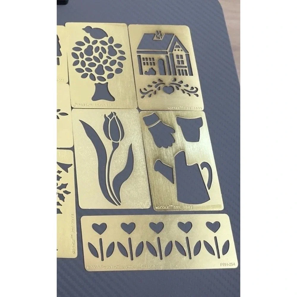 Vintage Lot of 13 Brass Embossing Die Stencil Cutting Mixed Makers